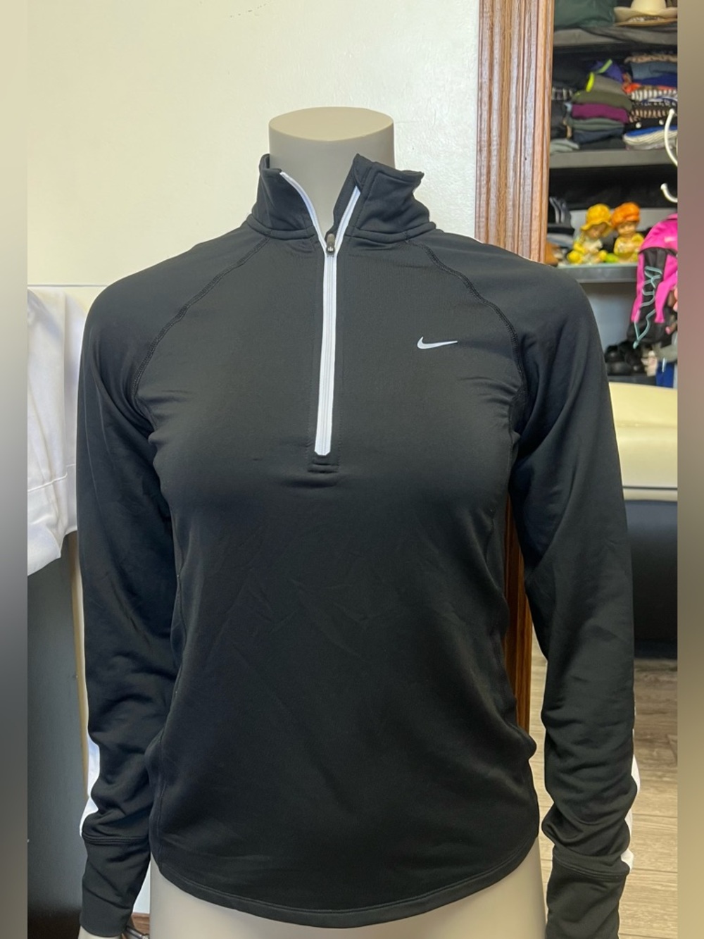 Nike Black Quarter-Zip Athletic Top with White Trim